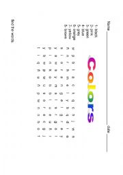 English Worksheet: colours wordsearch