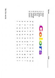 colours wordsearch