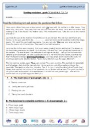 English Worksheet:  reading 