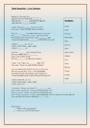 English Worksheet: 09 Top of the Pops (Song Lyrics) One Direction, Best Song Ever. Listening Comprehension and Vocabulary