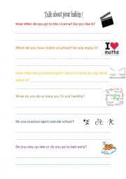 English Worksheet: talk about your habits, use frequency adverbs and simple present