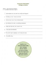 English Worksheet: HAD BETTER - Giving Advices