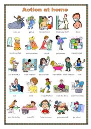 English Worksheet: Action at home.