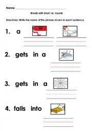 English Worksheet: CVC_short E