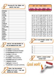 English Worksheet: PAST EXERCISES - WITH REGULAR AND IRREGULAR VERBS!!!