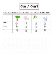 English Worksheet: CAN - CANT