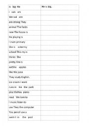 English Worksheet: Scramble sentenes