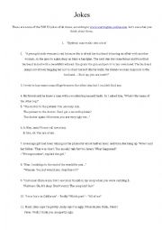 English Worksheet: Best jokes in English