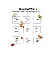 English Worksheet: Rhyming words