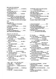 English Worksheet: conjuctions