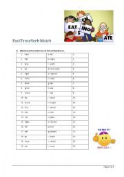 English Worksheet: Past Tense Verb Match