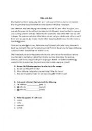 English Worksheet: hide and seek