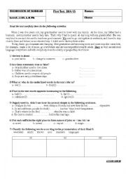 English Worksheet: first exam