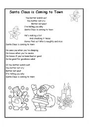 English Worksheet: santa claus is coming to town