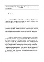 English Worksheet:  9th form end of term test n1