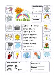 English Worksheet: Weather Pictionary