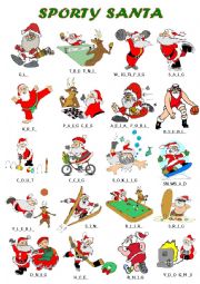 English Worksheet: Sporty Santa