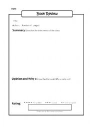 English Worksheet: Book Review Form