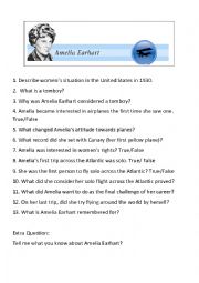 English Worksheet: Amelia Earhart Video Questions