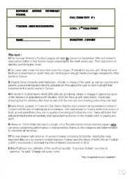 English Worksheet: END OF TERM TEST N 1 SECOND YEAR SPORT BRANCH 