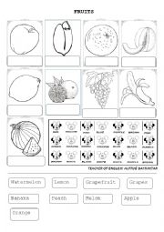 English Worksheet: FRUITS WORKSHEET!