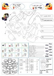 English Worksheet: LIKES/DISLIKES, BODY PARTS, NUMBERS, COLORS WORKSHEET!