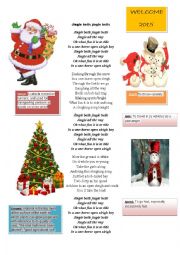 English Worksheet: Jingle bell lyrics and vocabulary on it