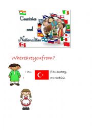 English Worksheet: countries and nationalities