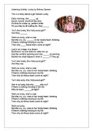 English Worksheet: Lucky by Britney Spears