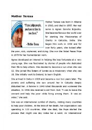 English Worksheet: Mother Teresa