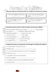 English Worksheet: Gerund and infinitive