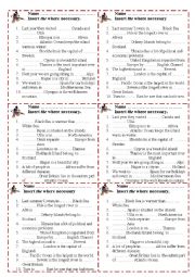 English Worksheet: Geographical names with and without The