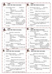 English Worksheet: Geographical names with and without The