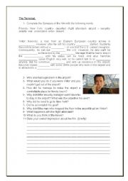 English Worksheet: THE TERMINAL- MOVIE SECTION