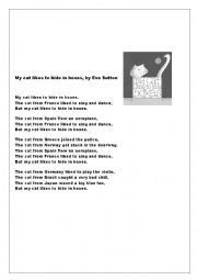 English Worksheet: My cat likes to hide in boxes by Eve Sutton 1