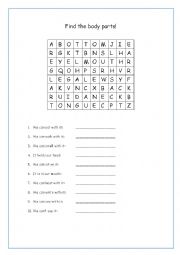 English Worksheet: Body part crossword