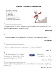 English Worksheet: Tips on How to Be Successful in Life