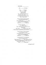 English Worksheet: you are beautiful by james blunt