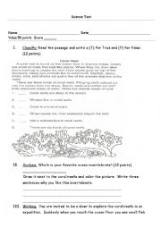 English Worksheet: Science Test Invertebrates