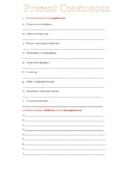 English Worksheet: Present Continuous