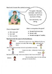 English Worksheet: verb to be and reading comprehension