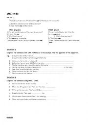 English Worksheet: one ones