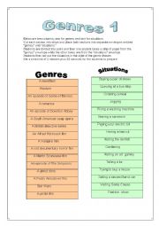 English Worksheet: Genres 1