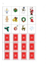English Worksheet: Exciting Christmas Words Card Matching Game