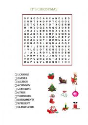 English Worksheet: CHRISTMAS WORD SEARCH PUZZLE
