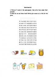 English Worksheet: word search game breakfast food 