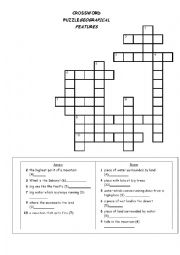 English Worksheet: geographical features