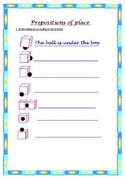 English Worksheet: prepositions pf place