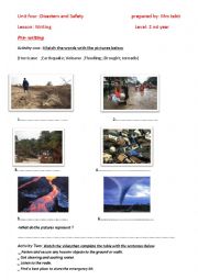 English Worksheet: unit four: Disasters and safety 2nd year high school