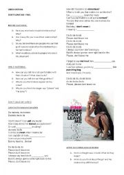 English Worksheet: Dont leave me- Pink